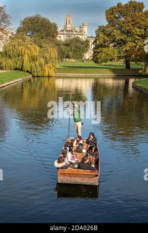 Punting serenely on the River Cam in Cambridge looking towards St Johns College University of Cambridge England Stock Photo