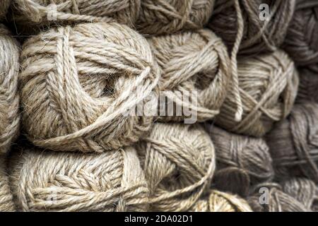 close-up of wool yarn balls for knitting, selective focus Stock Photo