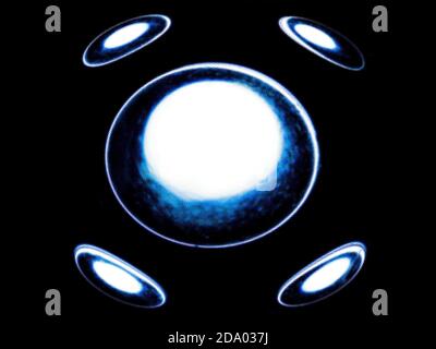 3d sphere of black and white colors on a black background. Stock Photo