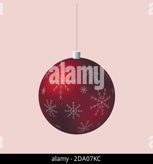 Red ball with snowflakes. Stock Vector