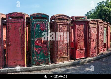 Old red phone boxes Stock Photo