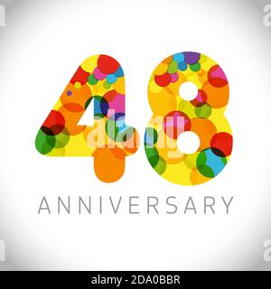 48 th anniversary numbers. 48 years old multicolored congrats. Cute congratulation concept. Isolated abstract graphic design template. Age digits. Stock Vector