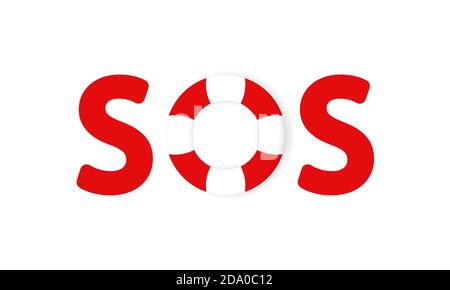 SOS illustration. Lifebouy isolated concept. Rescue sign. Vector on isolated white background. EPS 10 Stock Vector