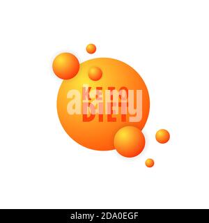 Keto diet sign. High ketogenic protein diet supplement. Health care concept. Vector on isolated white background. EPS 10 Stock Vector
