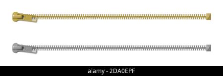 Set of closed zipper locks isolated on white background Stock Vector
