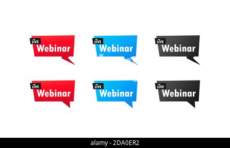 Live webinar button set. Live streaming icon for web Social media. Vector on isolated white background. EPS 10 Stock Vector