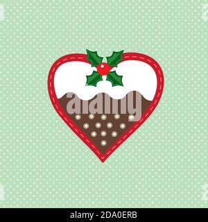 Christmas heart pudding decoration vector icon Stock Vector