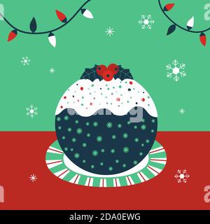 Christmas Pudding Decorative vector poster Stock Vector