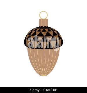 Oak acorn decoration minimalist flat color icon Stock Vector