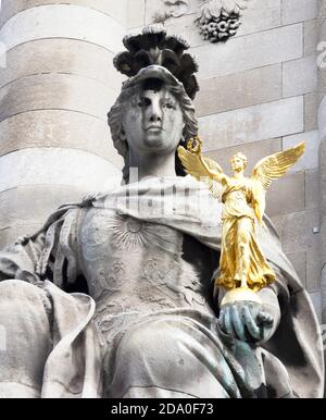 Beautiful statue of sculpture on Alexander's bridge, Paris, France Stock Photo