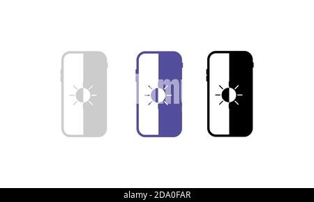 Dark and light theme icon set. Switch on and off. Mobile screen. Vector on isolated white background. EPS 10 Stock Vector