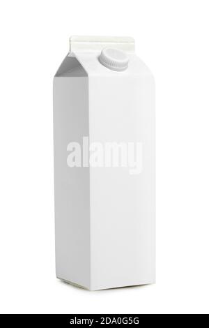 white blank milk or juice package isolated on white Stock Photo