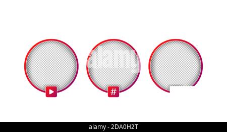 Social media avatar icon set. Live streaming, like, follower, blogger. Vector on isolated white background. EPS 10 Stock Vector
