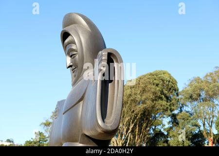 St. Francis of the Guns (1969) sculpture by Beniamino Bufano on the campus of City College of San Francisco in California; Italian-American artists. Stock Photo