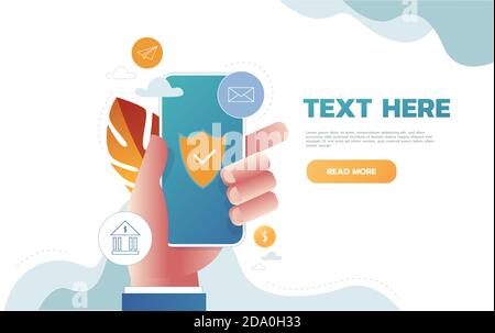 Concept data protection, internet security for web page, banner, presentation, social media, documents, cards, posters. Vector illustration Online Stock Vector