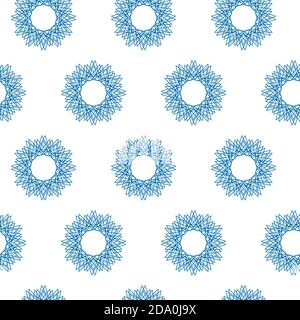 Vector pattern line blue snowflake. Winter, cold, frost. Stock Vector