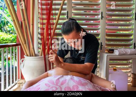 Spa, wellness, massages in Meridien Hotel on the island of Tahiti, French Polynesia, Tahiti Nui, Society Islands, French Polynesia, South Pacific. Stock Photo