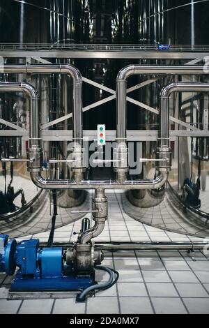 Control panel of stainless pipeline and tanks system in labolary at ...