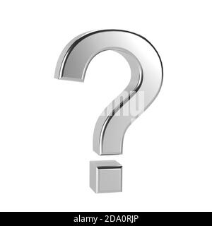 Silver question mark isolated - gray text symbol - 3d illustration ...