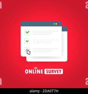 Online survey illustration. Check list website window. With check mark. Vector on isolated background. EPS 10 Stock Vector