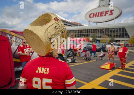 Kansas City, United States. 08th Nov, 2020. Kansas City Chiefs fans take  part in tailgating activities before the game against the Carolina Panthers  at Arrowhead Stadium in Kansas City on Sunday, November