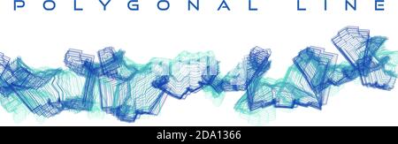 Abstract polygonal lines with color transition from blue to turquoise on white background. Vector graphics Stock Vector