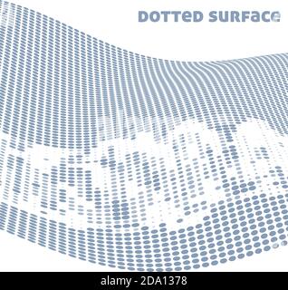 Abstract bluish gray wavy dotted surface with halftone effect. Vector graphic pattern Stock Vector