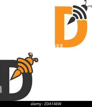 Letter D bee icon  creative design logo illustration Stock Vector