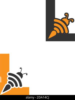 Letter L bee icon  creative design logo illustration Stock Vector