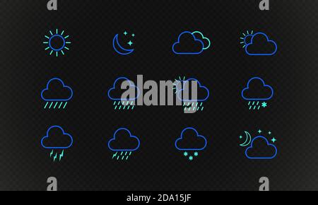Weather icon set. Sunny, cloudy, snowing, rainy sign. Vector on isolated background. EPS 10 Stock Vector