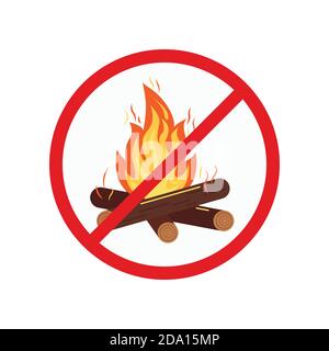 No bonfire or camping sign isolated on white background. Stock Vector