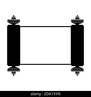 Torah icon. Jewish holy book black symbol. Isolated vector illustration. Stock Vector