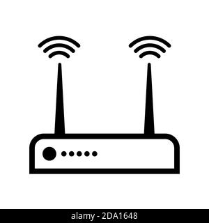 Router icon. Internet network modem symbol. Black isolated vector illustration. Stock Vector