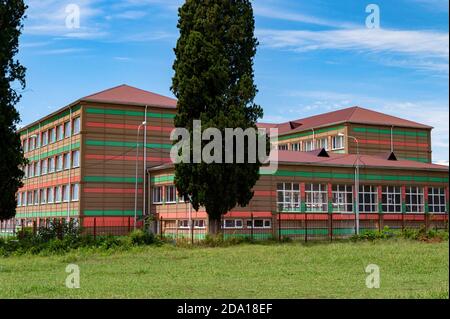 New building of the secondary school in Abkhazia Stock Photo