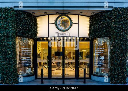 The Grafton Street entrance to Brown Thomas Department Store in Dublin, closed due to coronavirus restrictions it is dressed and ready for Christmas. Stock Photo