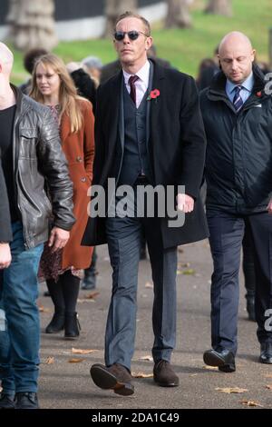 08 November 2020. London, UK. Actor, politician and leader of the Reclaim Party Laurence Fox and veterans pays his respects at the Royal Military memorial on Remembrance Sunday at  at Hyde Park Corner. Photo bye Ray Tang. Stock Photo