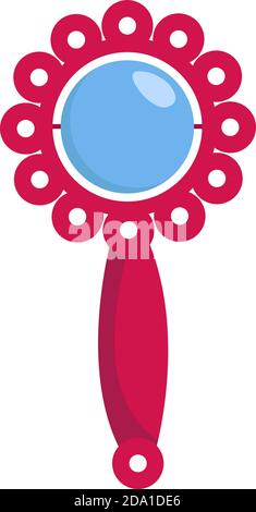 Pink baby rattle,illustration,vector on white background Stock Vector