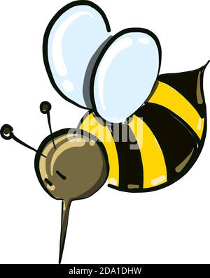 Sad little fat bee,illustration,vector on white background Stock Vector
