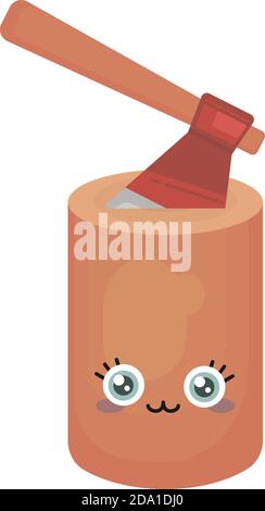 Ax in the log,illustration,vector on white background Stock Vector