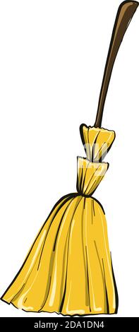 Big yellow broom,illustration,vector on white background Stock Vector