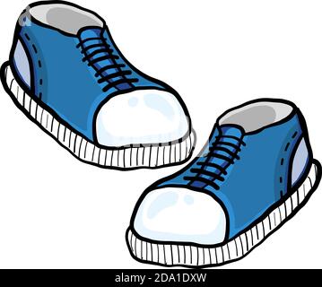 Blue sneakers,illustration,vector on white background Stock Vector