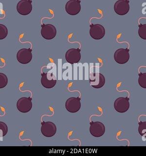 Purple bombs , seamless pattern on a purple background. Stock Vector