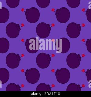 Little bombs , seamless pattern on a purple background. Stock Vector