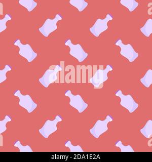 Glass bottles , seamless pattern on a red background. Stock Vector
