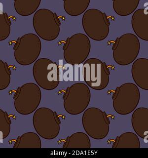 Brown bomb , seamless pattern on a purple background. Stock Vector
