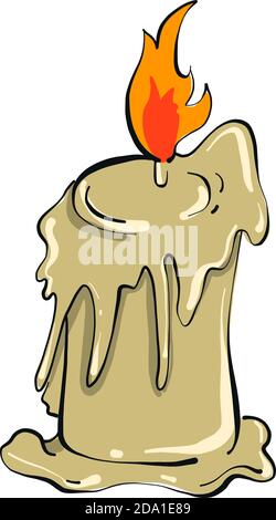 Big burning candle,illustration,vector on white background Stock Vector