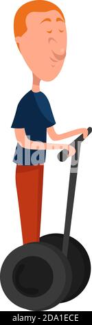 Boy on a segway,illustration,vector on white background Stock Vector