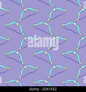 Blue bow , seamless pattern on a purple background. Stock Vector
