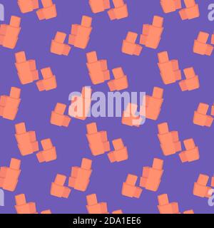 Orange boxes , seamless pattern on a dark purple background. Stock Vector