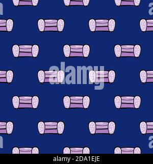 Purple chair , seamless pattern on a dark blue background. Stock Vector
